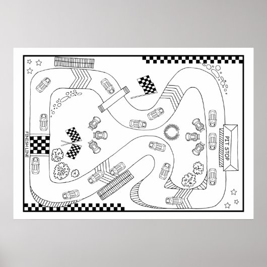 Racetrack Motor Cars Boys DIY Colour Poster (Voorkant)