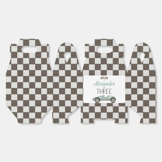  racewagen 3e verjaardag bedankdoosjes (Ongevouwen)