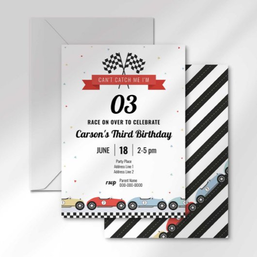 racewagen eerste ronde verjaardagsuitnodiging kaart