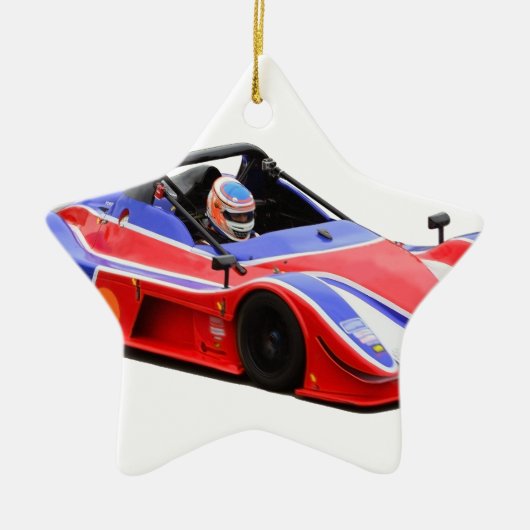 racewagen keramisch ornament (Voorkant)