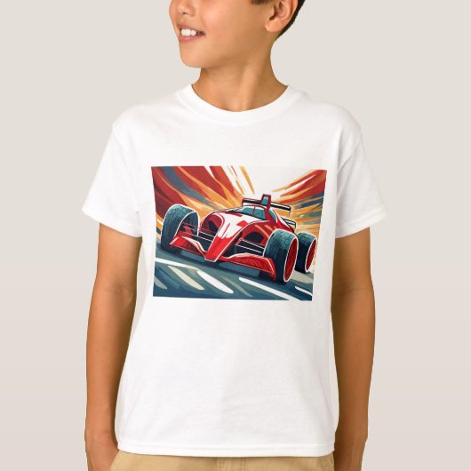Racewagen met kleurrijke achtergrond t-shirt (Voorkant)