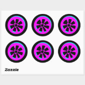 racewagen met neonroze zwarte riem ronde sticker (Vel)