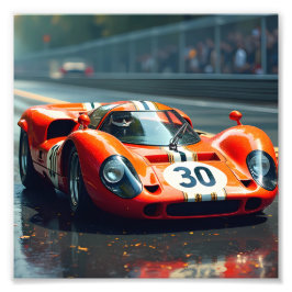 Racewagen nummer 69 in prachtige kleuren foto afdruk