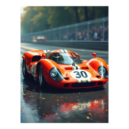 Racewagen nummer 69 in prachtige kleuren foto afdruk