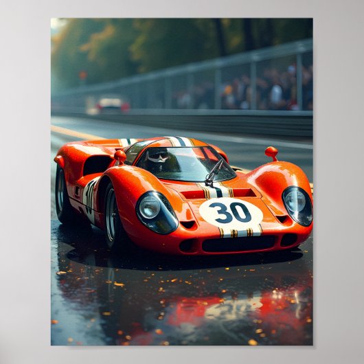 Racewagen nummer 69 in prachtige kleuren poster (Voorkant)