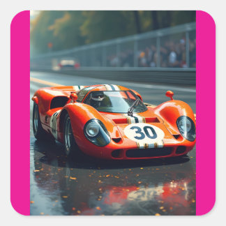Racewagen nummer 69 in prachtige kleuren vierkante sticker