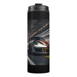 Racewagen op indoor baan thermosbeker