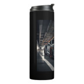 Racewagen op indoor baan thermosbeker (Gedraaid links)