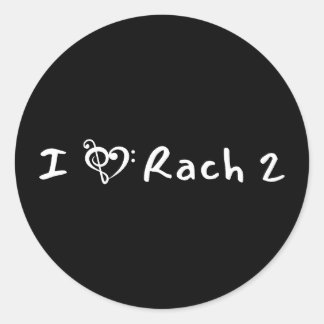 Rach 2 Minimalist White Text Classical Music Ronde Sticker