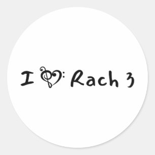 Rach 3 Minimalistische Zwarte Tekst Klassieke Muzi Ronde Sticker
