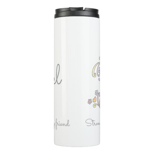 Rachael name meaning decorative letter R Thermosbeker (Achterkant)