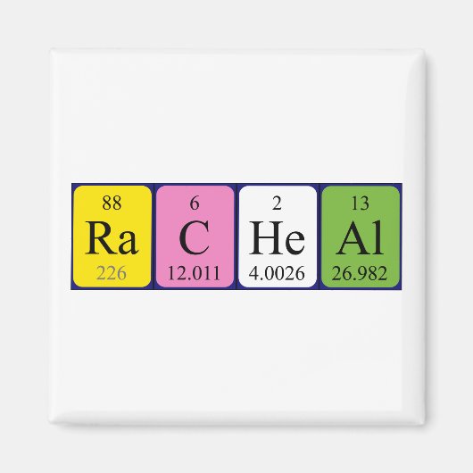 Racheal periodieke table name magnet (Voorkant)