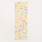 Rachel bloemen naam typografisch geel roze yogamat (Voorkant)