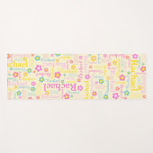 Rachel bloemen naam typografisch geel roze yogamat (Voorkant (horizontaal))