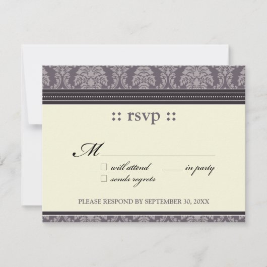 ::rachel: Charming Plum Damask 4,25x5,5-inch respo RSVP Kaartje (Voorkant)