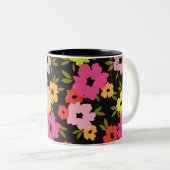 Rachel Floral Design Custom Name op Black Tweekleurige Koffiemok (Voorkant rechts)