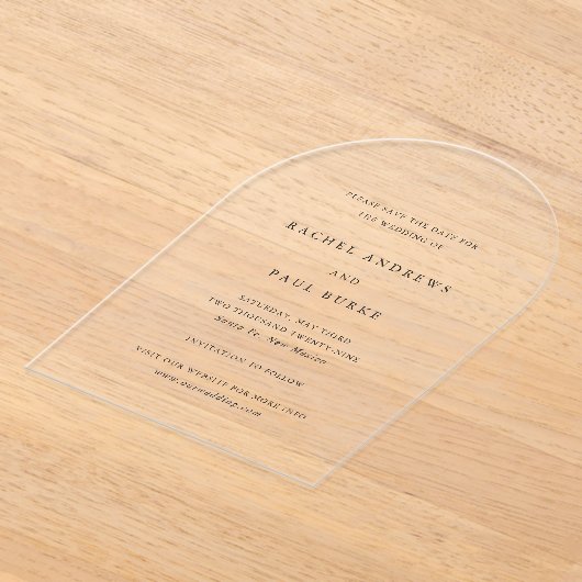 Rachel Formal Elegant Wedding Save the Date Acryl Uitnodigingen (Laagn)