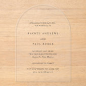 Rachel Formal Elegant Wedding Save the Date Acryl Uitnodigingen (Voorkant)