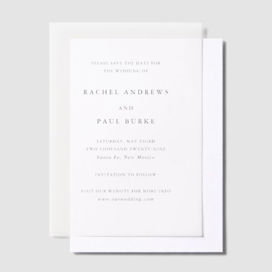 Rachel Formal Elegant Wedding Save the Date Vellum Uitnodigingen (Offset)