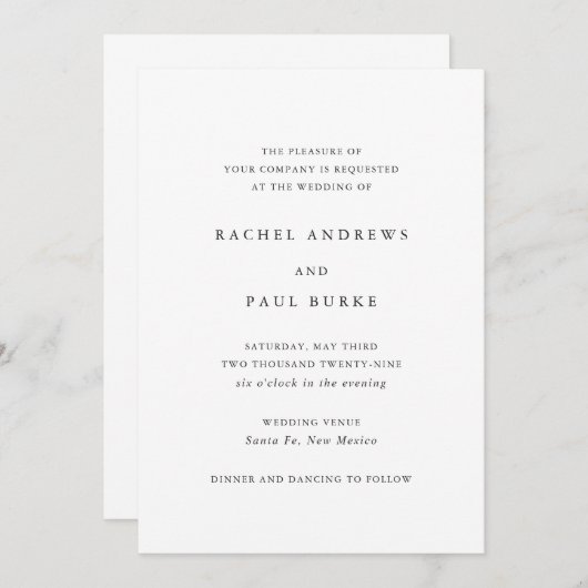 Rachel formele elegante bruiloft kaart (Voorkant / Achterkant)