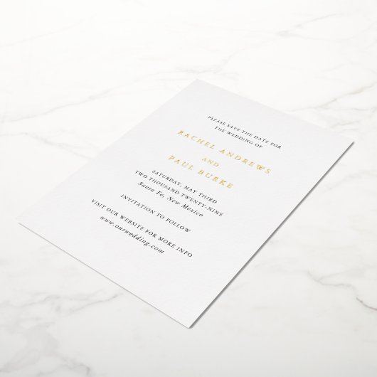 Rachel Formele Elegante Trouwkaart 'Save the Date' Folie Uitnodiging (Gedraaid)