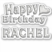 Rachel Happy Birthday silver Aufkleber Sticker (Voorkant)