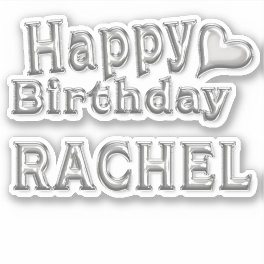 Rachel Happy Birthday silver Aufkleber Sticker (Voorkant)