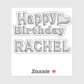 Rachel Happy Birthday silver Aufkleber Sticker (Vel)