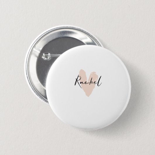 Rachel Heart Name Graphic Ronde Button 5,7 Cm (Voorkant /achterkant)