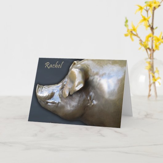 RACHEL het Wenskaart van het SPAARVARKEN Kaart (Gele Bloem)