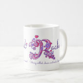 Rachel letter R betekent doodle art mok (Voorkant rechts)
