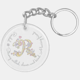 Rachel monogram letter of naam en betekenis sleute sleutelhanger