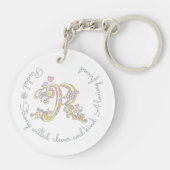 Rachel monogram letter of naam en betekenis sleute sleutelhanger (Achterkant)