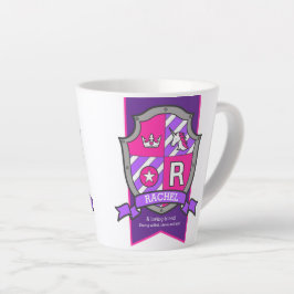 Rachel-naam betekent een paarse roze letter R Latte Mok