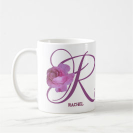 Rachel naam monogram roze roos bloemenmolen Koffiemok