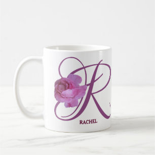  Rachel naam monogram roze roos bloemenmolen Koffiemok