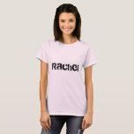 Rachel, naam van Orphan Black, blokletter T-shirt<br><div class="desc">Rachel is een personage van het show van de Zwarte TV van Rphan</div>