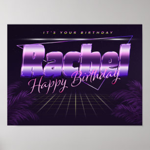 Rachel Name Vorname lila retro Poster Geburtstag