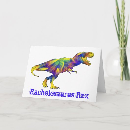 Rachel osaurus Funny Running T Rex Dinosaur Art Feestdagen Kaart (Voorkant)