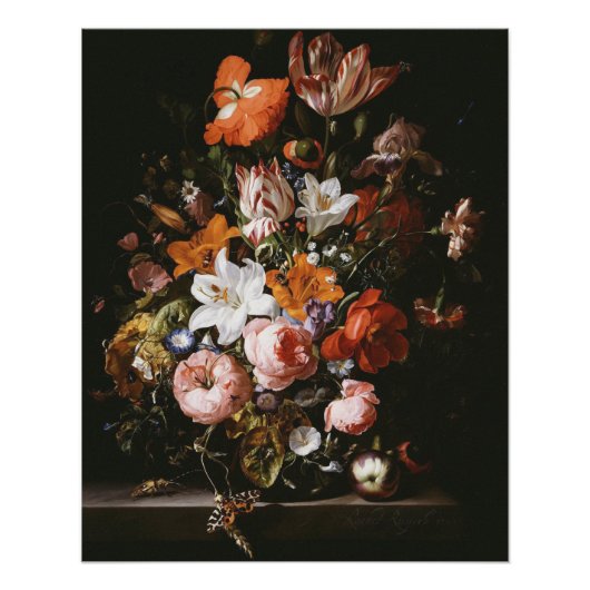 Rachel Ruysch - Bloemen in een glas vet Perfect Poster (Voorkant)