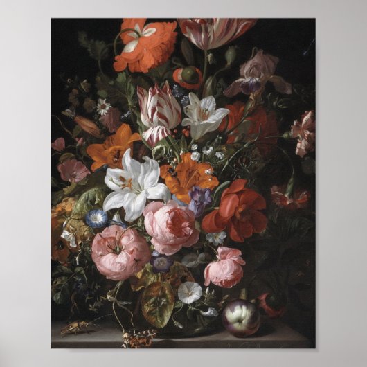 Rachel Ruysch - Bloemen in een glas vet Poster (Voorkant)