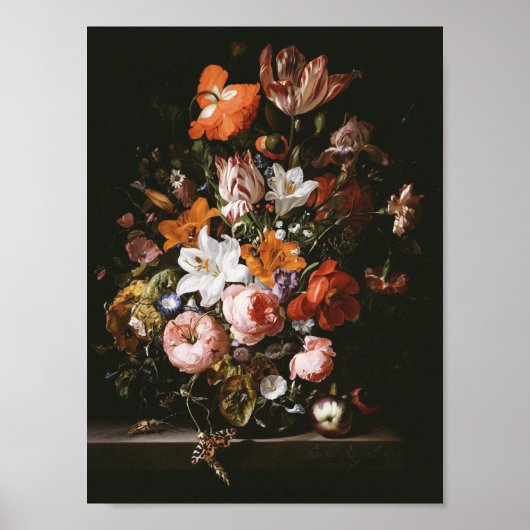 Rachel Ruysch - Bloemen in een glas vet Poster (Voorkant)