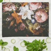 Rachel Ruysch - Bloemen in een glazen vaas Theedoek (Gevouwen)