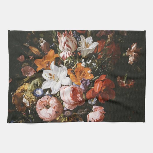 Rachel Ruysch - Bloemen in een glazen vaas Theedoek (Horizontaal)