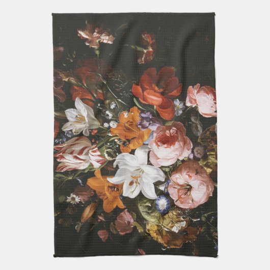 Rachel Ruysch - Bloemen in een glazen vaas Theedoek (Verticaal)