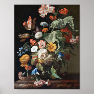 Rachel Ruysch - stilleven met bloemen Poster