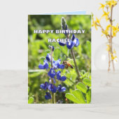 Rachel Texas Bluebonnet Happy Birthday Kaart (Gele Bloem)