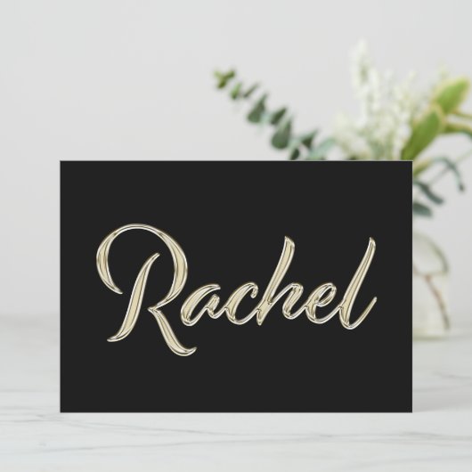 Rachel white gold Handwriting Karte Kaart (Staand voorkant)