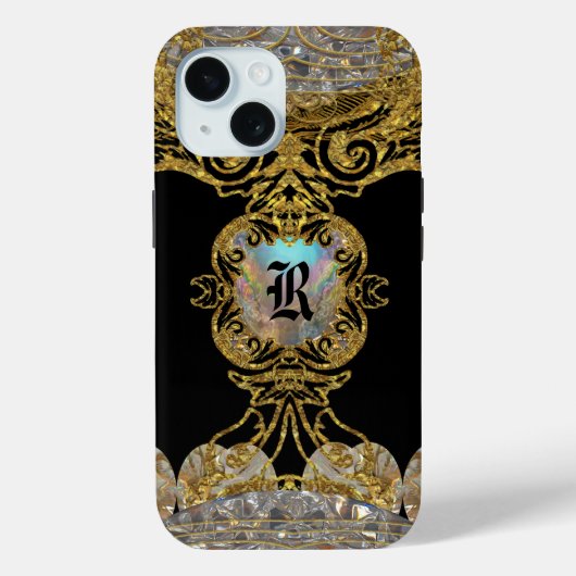Rachella Elegant Ebony Chic Monogram Case-Mate iPhone Case (Achterkant)