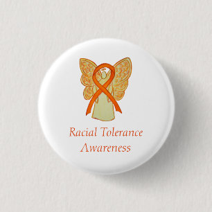Racial Tolerance Oranje Awareness Angel Ribbon Pin Ronde Button 3,2 Cm